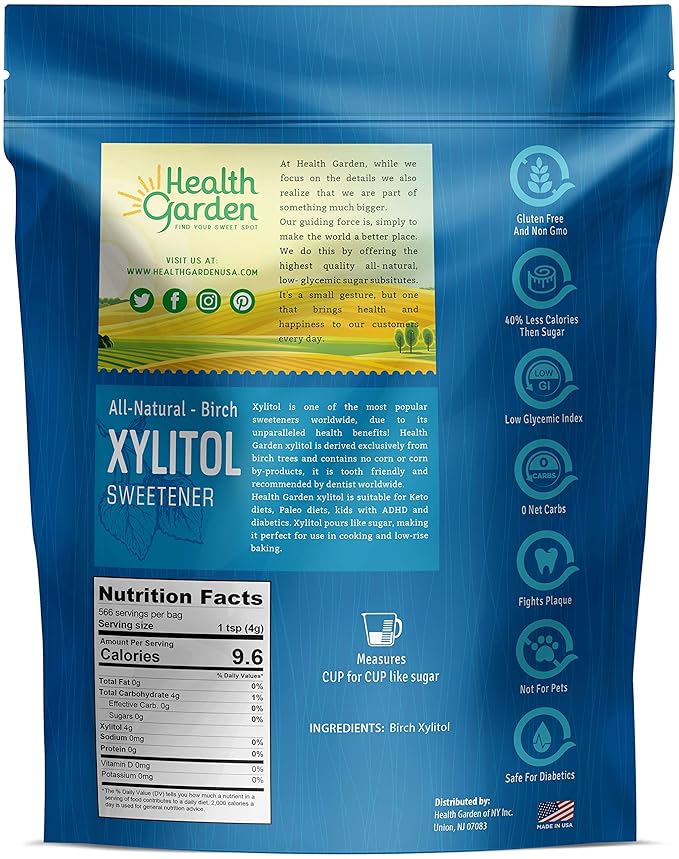 Health Garden Birch Xylitol Sweetener - 5 LB - 2 Pack - Pure Birch Xylitol - Non GMO, Kosher, and