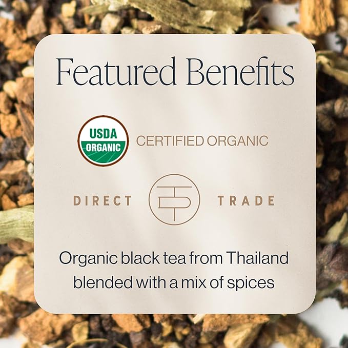 Rishi Tea Masala Chai Black Loose Leaf Tea Blend - Organic, Assam with Whole Spices, Energizing &