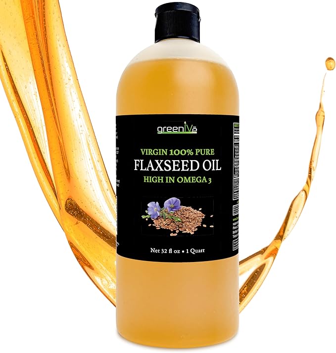 GreenIVe Flax Seed Oil Organically Grown100% Pure Cold Pressed High Vegan Omega Fatty Acids
