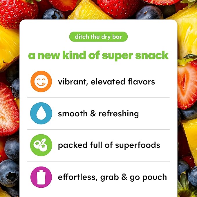 Noka Superfood Fruit Smoothie Pouches Variety Pack, Healthy Snacks with Flax Seed, Plant Protein