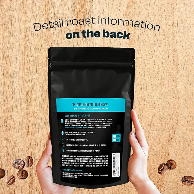Organic Cold Brew Coffee - Guatemalan Coffee Beans Crafted For Cold Brewing - Whole Bean or Coarse