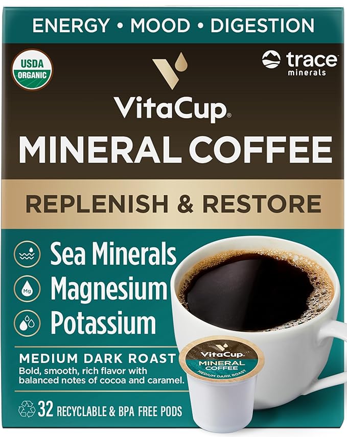 VitaCup Mineral Coffee Pods with Trace Minerals, Hydrate, Replenish & Restore, Sea Minerals
