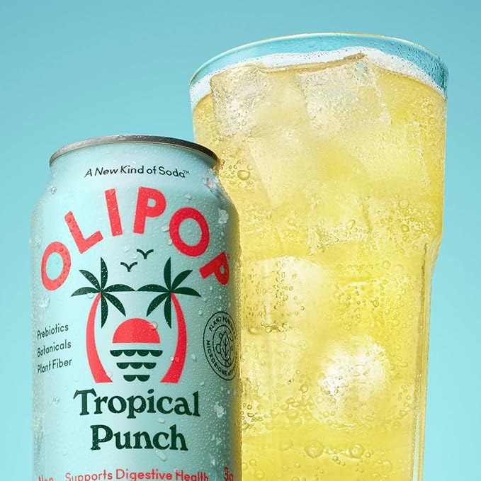 OLIPOP Prebiotic Soda Pop, Tropical Punch, A New Kind of Soda Packed with Prebiotics, Fiber, and