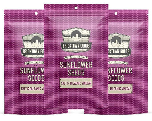 Bricktown Goods Salt and Balsamic Vinegar Flavored Sunflower Seeds - 3 Pack - Boldly Seasoned and