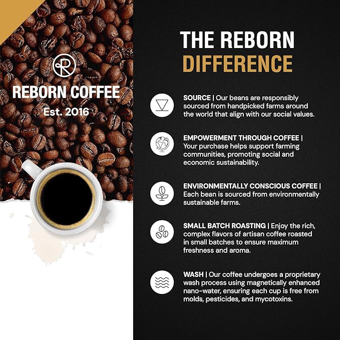 Reborn Coffee Specialty Whole Bean Coffee, Medium Roast, 12 Ounce, Premium Valencia Signature