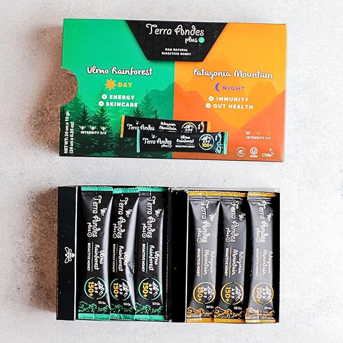 Organic Raw Honey Sachets 24 units by Terra Andes Plus - Ideal for Travel, Sports, Superfood Snacks
