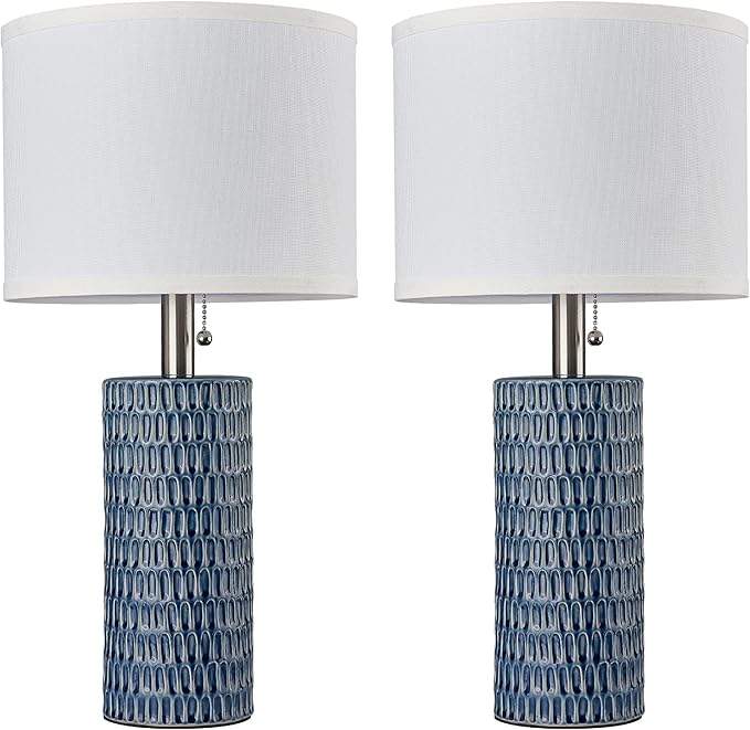 Table Lamps for Living Room Set of 2, Ceramic Table Lamps for Bedroom, 20" Modern Lamps for Night