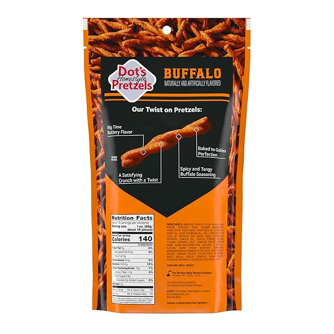 Dot's Pretzels Buffalo Seasoned Pretzel Twist Snack, 16oz Grocery Sized Bag