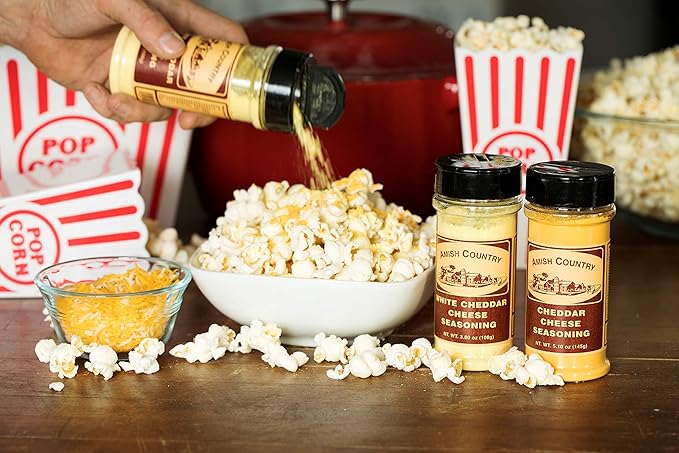 Amish Country Popcorn | Seasoning Variety Pack | Cheddar Cheese - 4.7 oz and White Cheddar Cheese