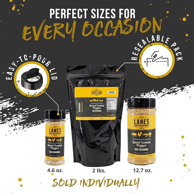 Lane's Sweet Lemon Pepper Seasoning, All-Natural Lemon Seasoning Blend with Citrus, Lemon Pepper