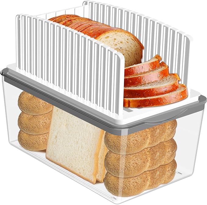 Upgrade Bread Slicer for Homemade Bread with Bread Box, Bread Slicing Guide Adjustable Width