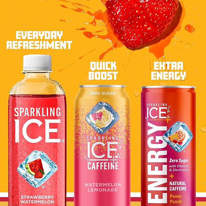 Sparkling Ice, Strawberry Watermelon Sparkling Water, Zero Sugar Flavored Water, with Vitamins and