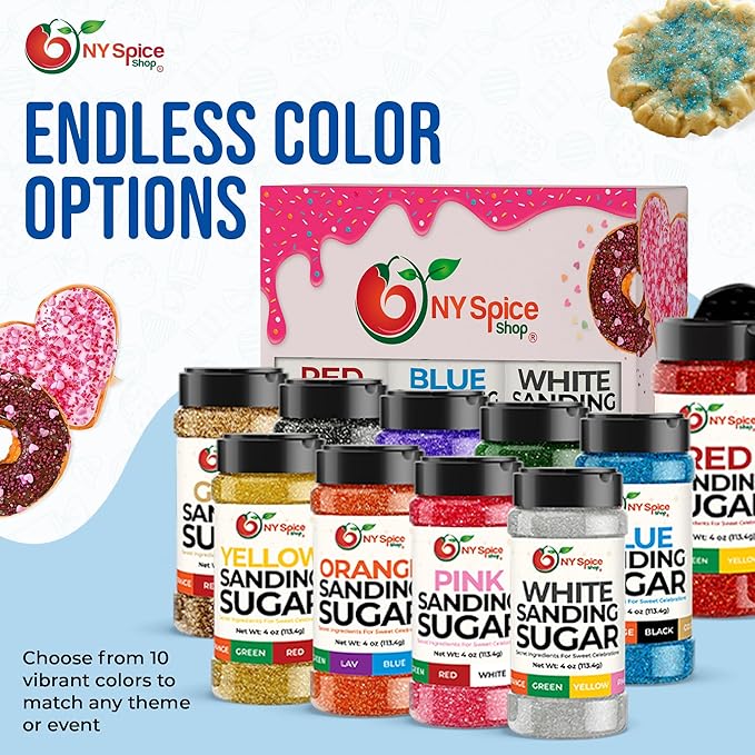 NY Spice Shop Blue Sanding Sugar - 4 Ounce Sweet Colorful Edible Sprinkles For Candy Dish - Sugar