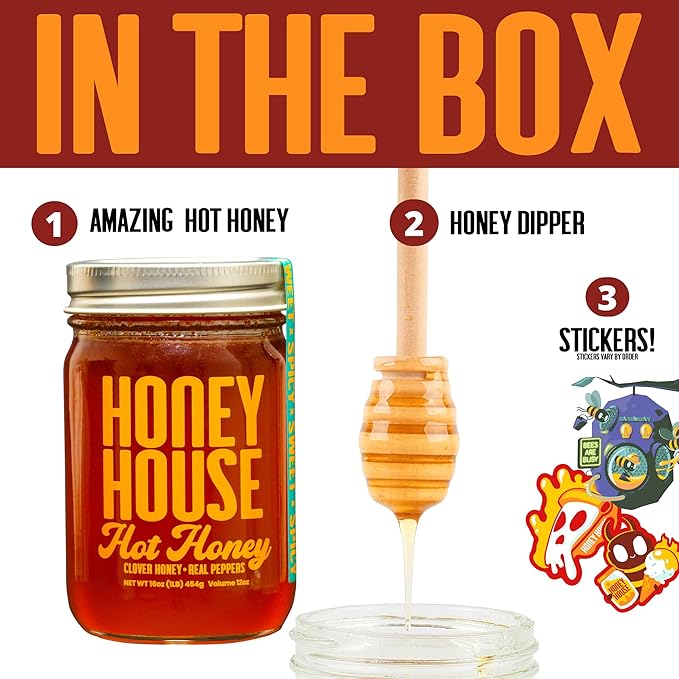 Honey House Hot Honey Premium Spicy Infused with Chili Peppers | 100% Natural with Natural Spices |
