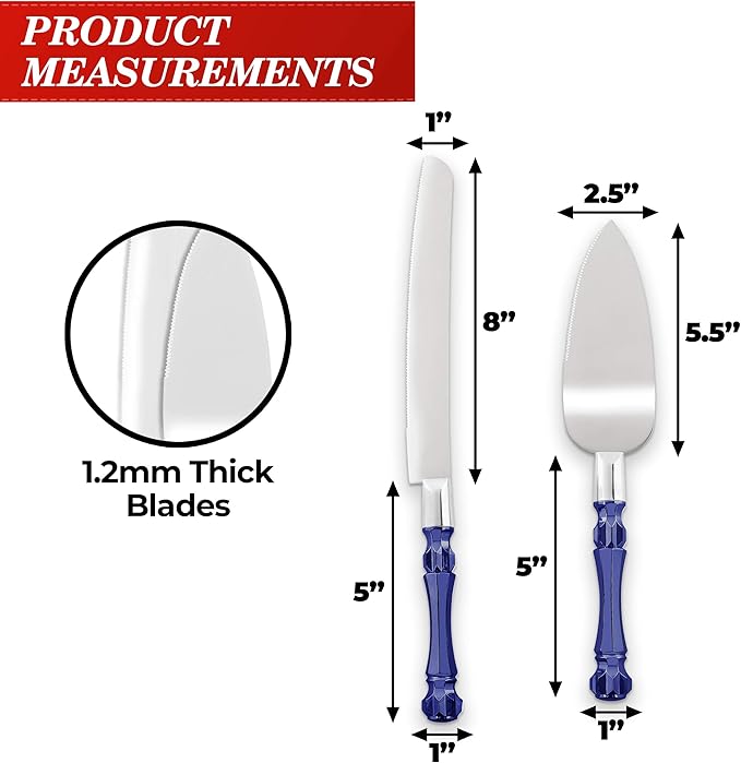 Cake Knife and Server Set, Cake Cutter and Pie Spatula, Cake Server and Knife Set with Acrylic