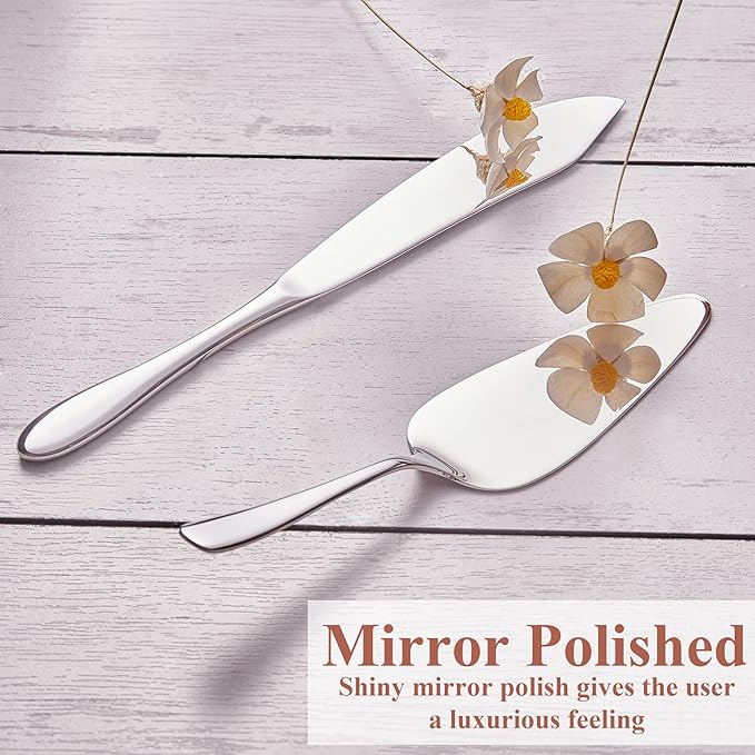 Cake Cutting Set for Wedding, Cake Knife and Server Set, Classic Design 18/10 Stainless Steel Pie