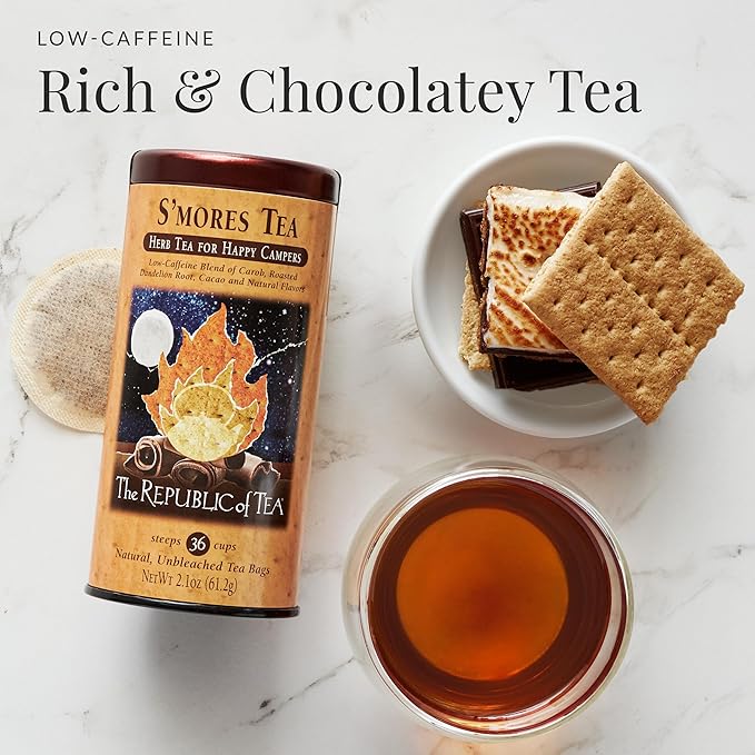 The Republic of Tea ??S?™mores Herbal Chocolate Tea Tin, 36 Low-Caffeine Tea Bags