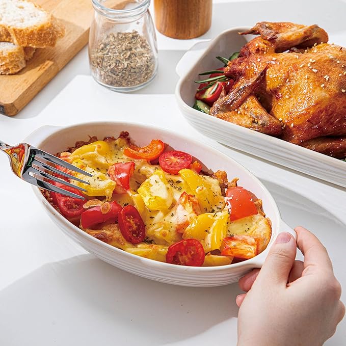 Casserole Dishes for Oven, 9 x 8 inch Ceramic Baking Dish, 17 Oz Rectangular Deep Lasagna Pan