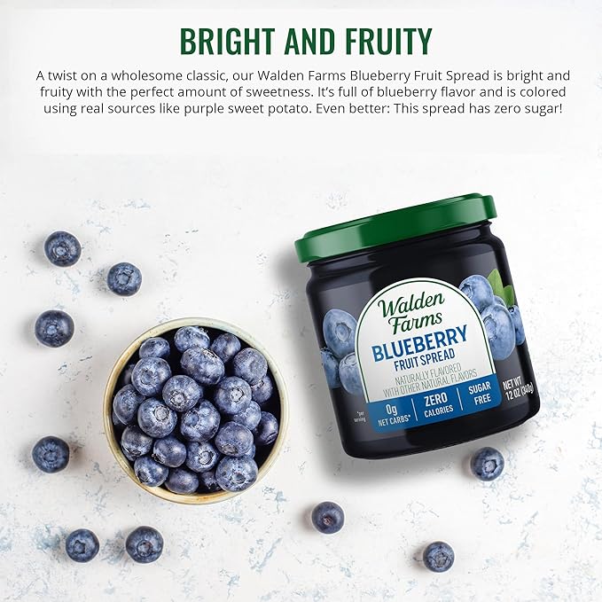 Walden Farms Fruit Spread Variety Pack Blueberry, Raspberry & Strawberry Fruit Flavors – Zero