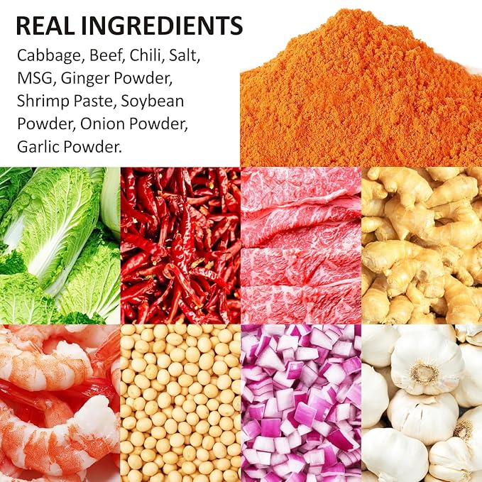 Yimi Kimchi and Beef Seasoning Mix, Spicy Flavor, Finely Ground Powder for Stew, Soup, Noodles