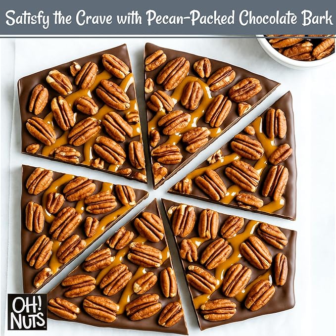 Oh! Nuts Pecans Dry Roasted Salted - All Natural Salted Pecans Halves - 2 lb Bulk Bag - Oil-Free