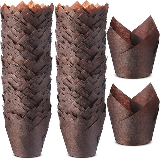300 Pcs Jumbo Muffin Liners for Baking 2-1/4" x 4" Large Tulip Cupcake Liners Greaseproof Cupcake