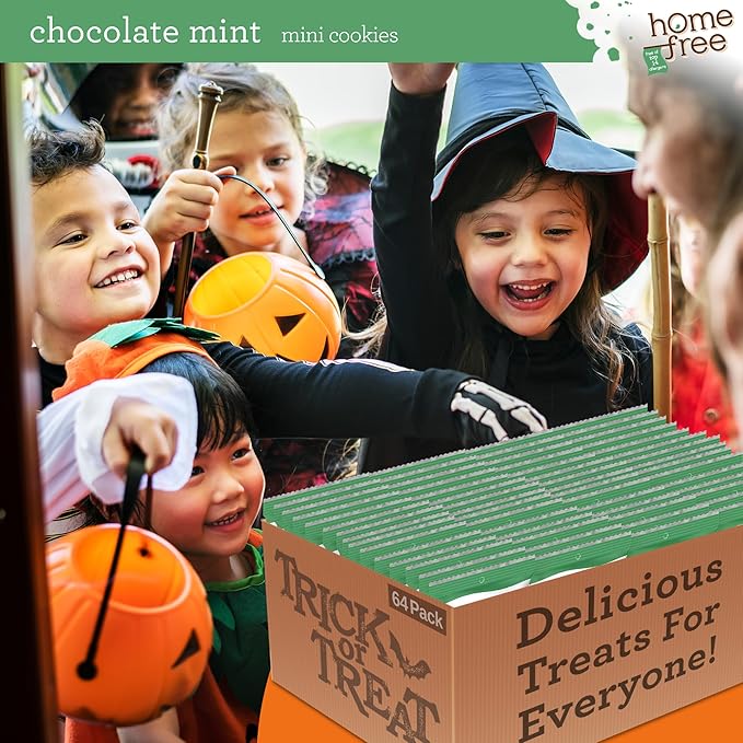 Homefree Chocolate Mint Mini Cookies, Gluten Free, Nut Free, Vegan, Individually Wrapped Packs
