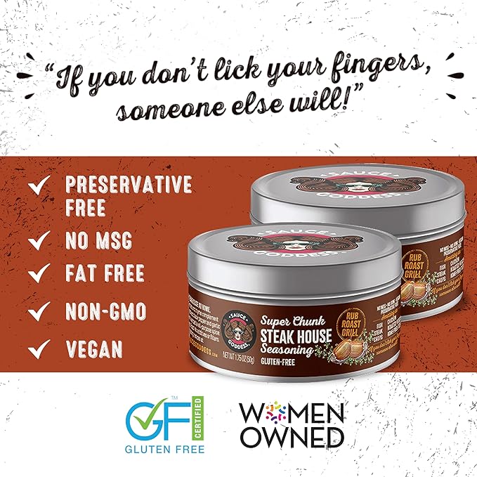 Sauce Goddess - Super Chunk Steakhouse Seasoning (2 Tin Cans) - No Sugar, Additives, Vegan