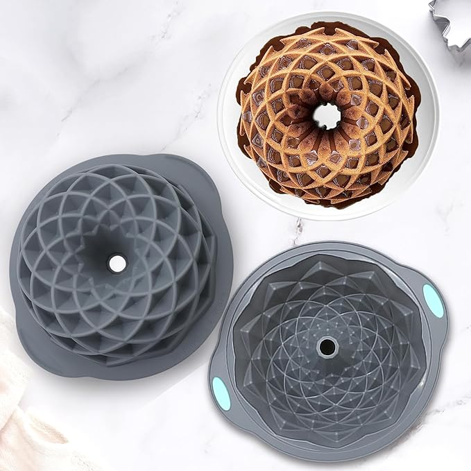 Tongjude 4 Pieces Silicone Fluted Cake Pans, 6/7/8 Cups Tube Baking Pan, Non-Stick Kitchen Oven