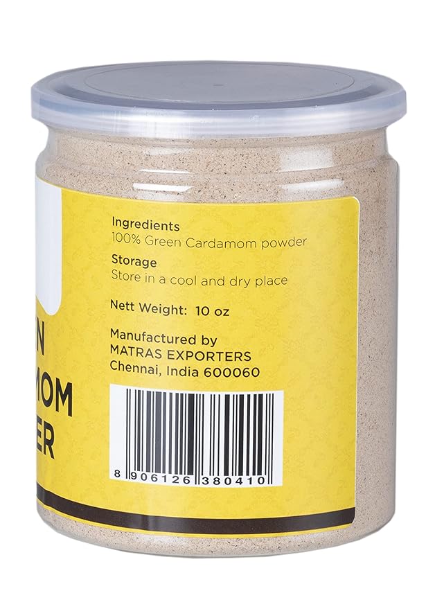 Green Cardamom Powder 10 oz (283g) | Great Flavour & Aroma for Baking, Coffee, Tea and Curries |