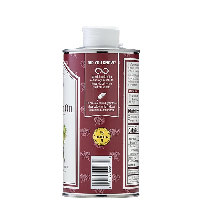 La Tourangelle Roasted Hazelnut Oil, High-Oleic Oil Great for Baking, Stir-Frying, and