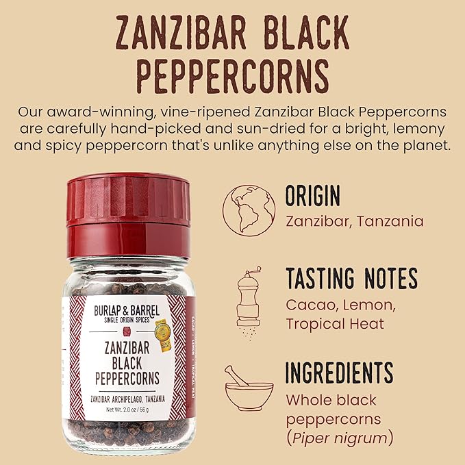 Burlap & Barrel | Zanzibar Black Peppercorns | As Seen On Shark Tank! | Award-Winning
