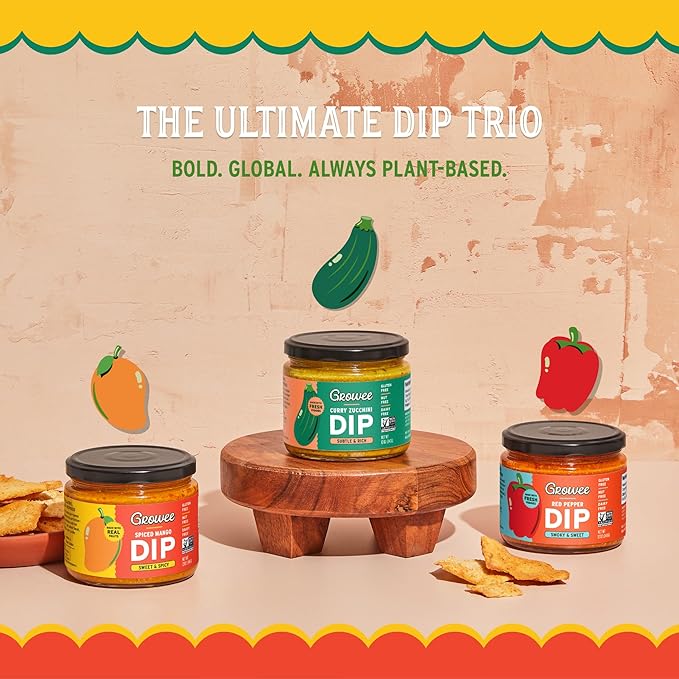 Growee Vegan Chip Dip & Queso Trio ??Dairy-Free Mayo & Salad Dressing Substitute ??Gluten-Free