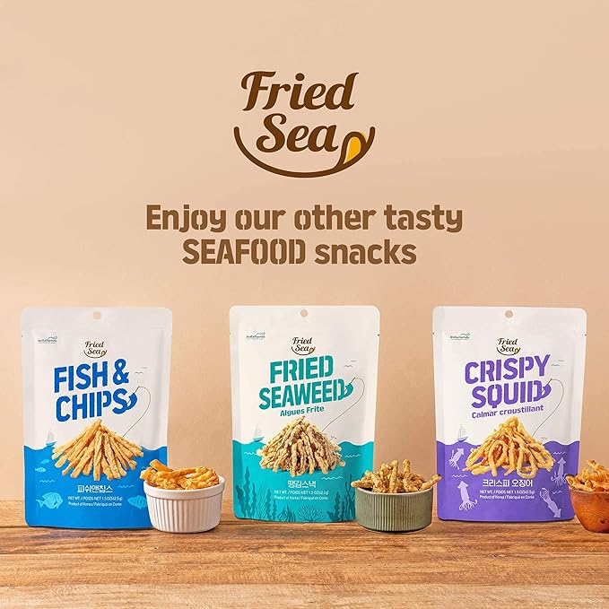 Calamari Chips Made with Real Squid [ 3 PACK ] Crunch + Crispy Healthy Snacks, Low Calorie Finger