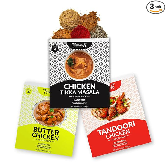 Tikka Masala, Butter Chicken Makhani, Tandoori Chicken Indian food spice kits by Flavor Temptations