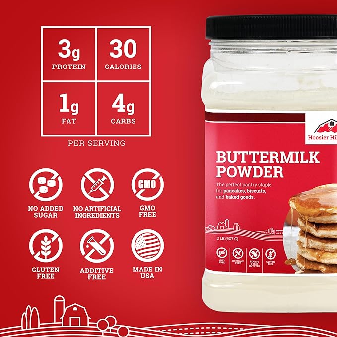 Hoosier Hill Farm Buttermilk Powder, 2LB (Pack of 1)