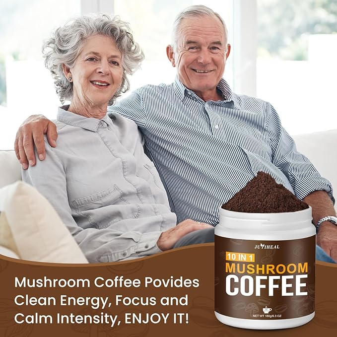JUYIHEAL Mushroom Coffee, 10 in1 Mushroom Powder Coffee with Lions Mane, Chaga, Reishi, Cordyceps