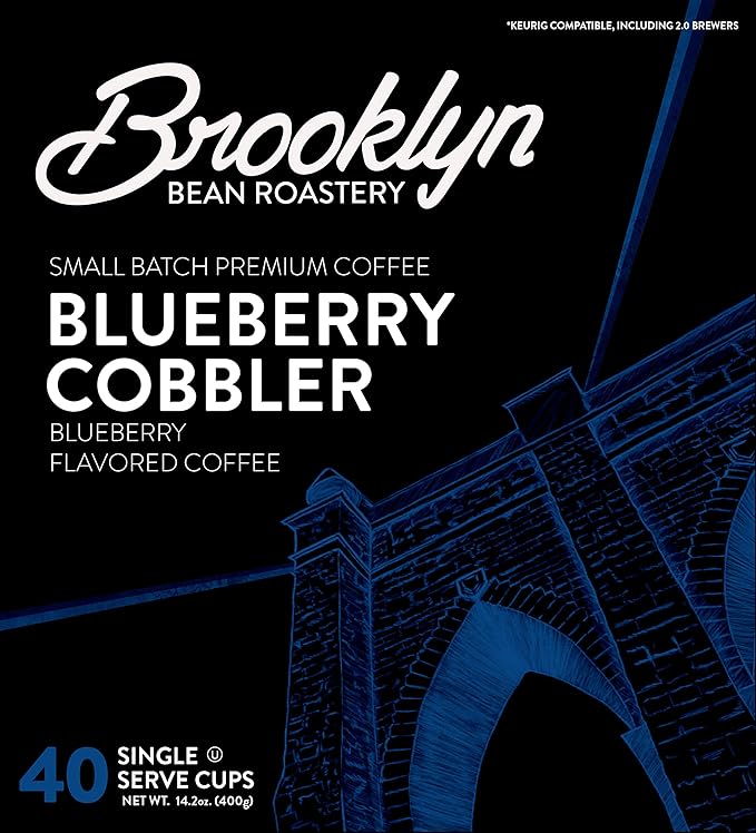 Brooklyn Beans Blueberry Cobbler Coffee Pods, Flavored Gourmet Pack, 40 Count - Compatible with