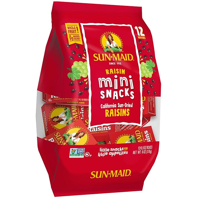 Sun-Maid California Sun-Dried Raisins - (144 Pack) 0.5 oz Snack-Size Box - Dried Fruit Snack for