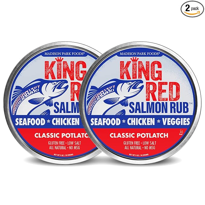 2-King Red Salmon Rub-Classic Potlatch Seasoning Dry Spice Blend-Fish Seafood-All Natural, Gluten