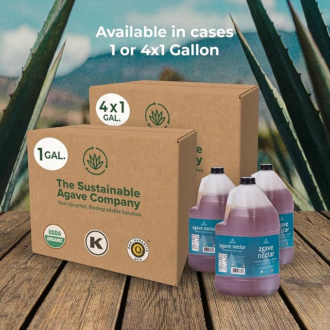 Sustainable Agave Co - Sheer - Agave Nectar - 4 x 1 Gallon Bottles (5kg each) - Raw Sweetener