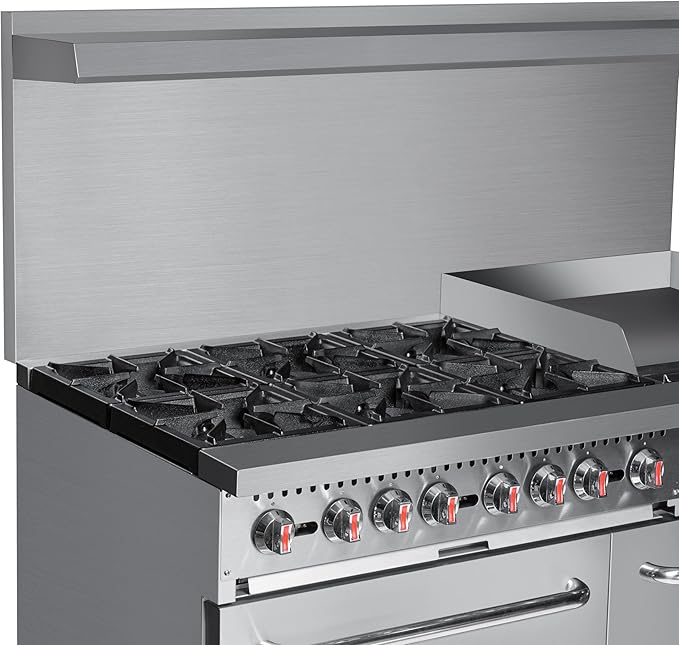 KoolMore KM-CRG60-LP 60 in. 6 Burner Commercial Liquid Propane Range with 24 in. Griddle, Solid Black