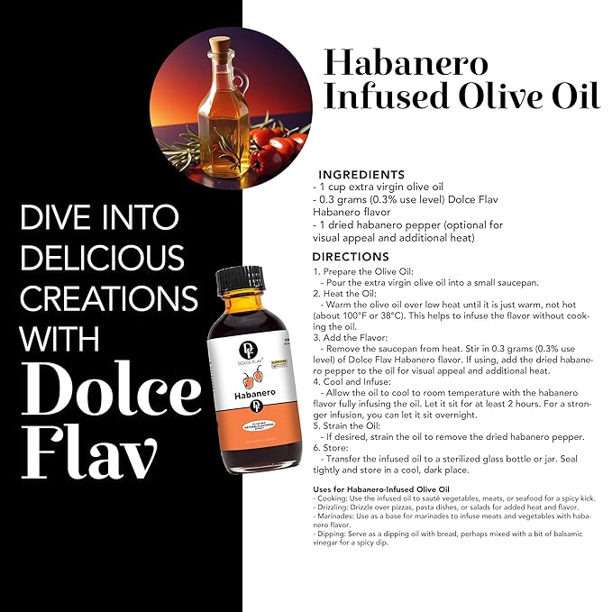 Dolce Flav Natural Habanero Extract (Oil-Soluble) 2 oz ??Kosher, Sugar-Free, Concentrated Spicy