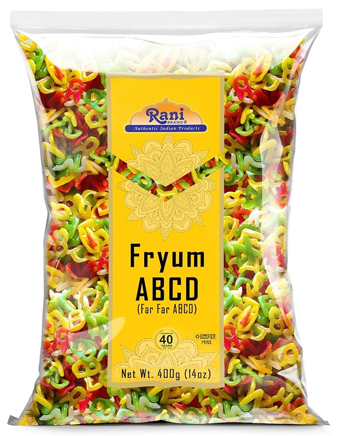 Rani Far Far / Fryums (Wheat & Tapioca Pellet) ABCD Shape 14oz (400g) ~ Vegan, Kosher, Uncooked