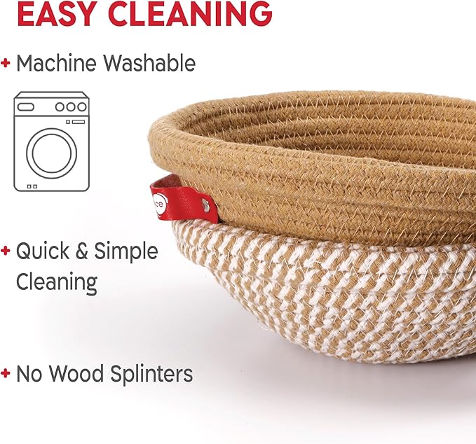 Cotton Rope Banneton Bread Proofing Basket Set, 2 x Round Bread Basket with Liners & Covers for