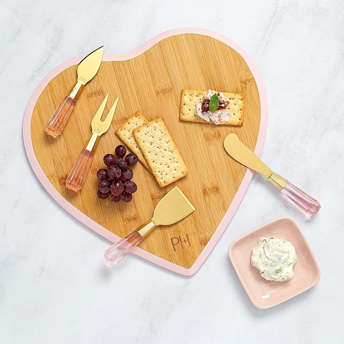 Paris Hilton Charcuterie Board and Serving Set, Bamboo Serving Board, Ceramic Dish, Cheese Utensils