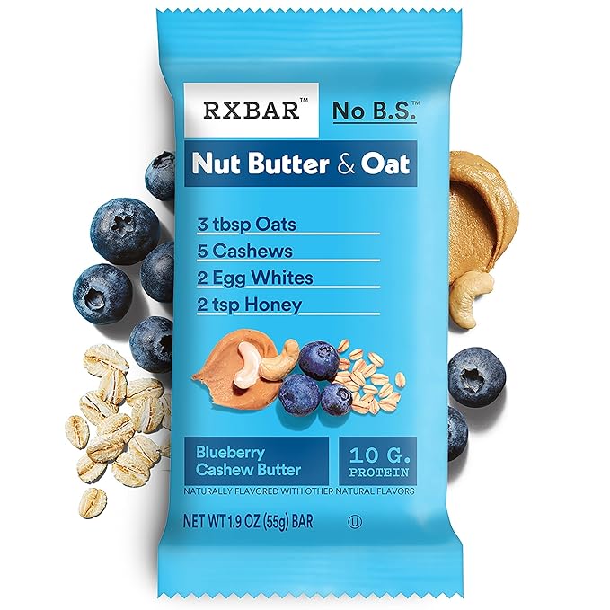 RXBAR Nut Butter and Oat Protein Bars, Protein Snacks, Snack Bars, Blueberry Cashew Butter, 23.2oz