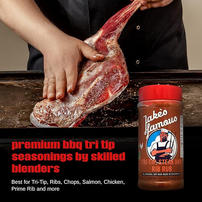 Jake's Righteous Rubs Tri Tip, Steak & Rib Rub 11 Oz All Purpose, Brown Sugar BBQ Seasoning for