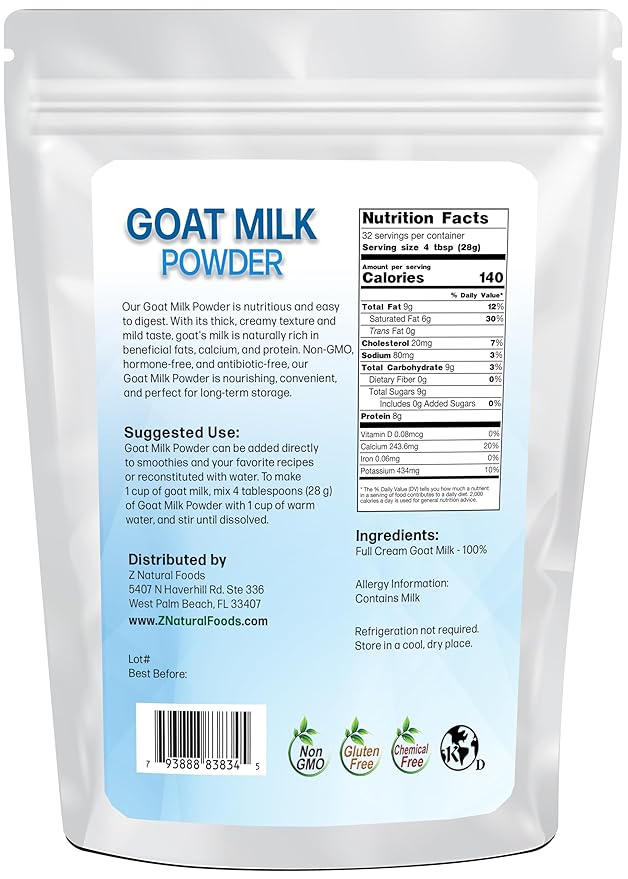 Z Natural Foods Goat Milk Powder - Pure Netherlands Full Cream Milk, Powdered Goat Milk, Highly