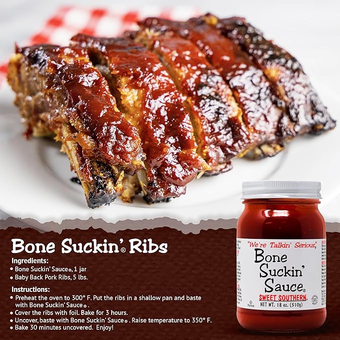 Bone Suckin' Sauce Sweet Southern BBQ Sauce, Gluten-Free, Non-GMO, Kosher, Sweetened with Cane